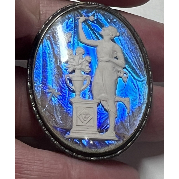Rare and Unusual Circa 1910 Sterling Silver (925) Pin Blue...